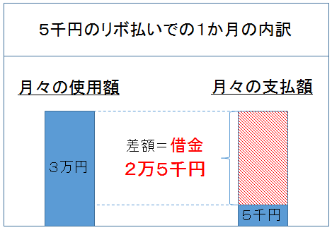 5千円でのリボ払いでの1か月の内訳