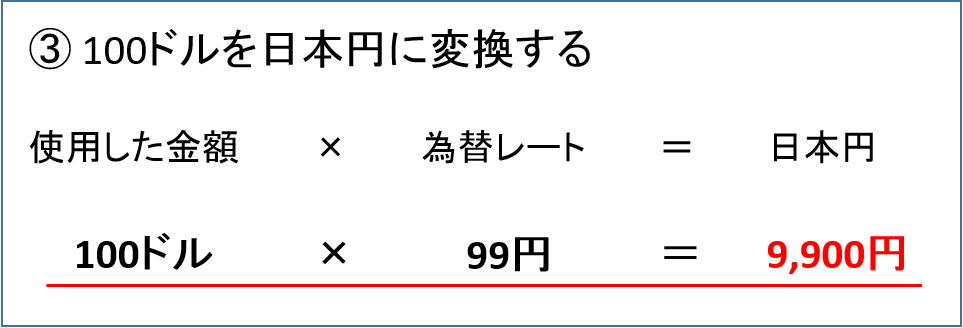 ③100ドルを円に変換する