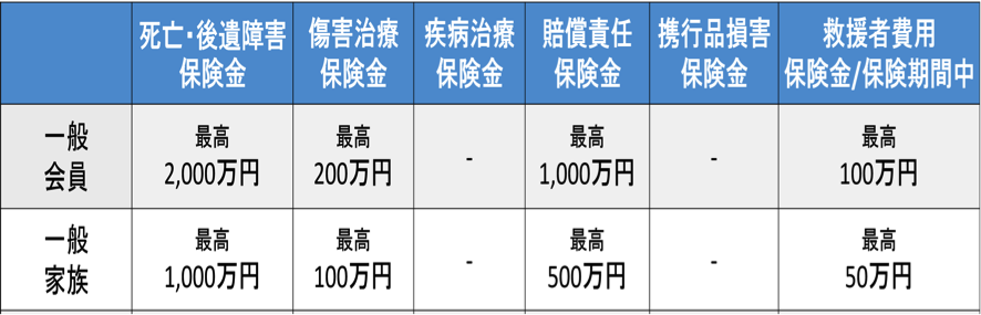 一般カードには疾病治療・携行品損害保険金がない