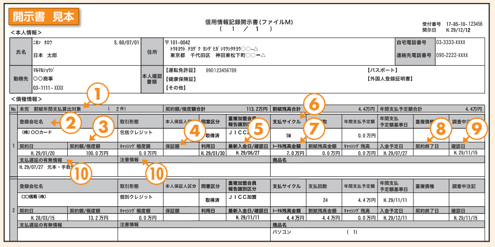 ファイルMでは、⑩に事故情報が記載されます